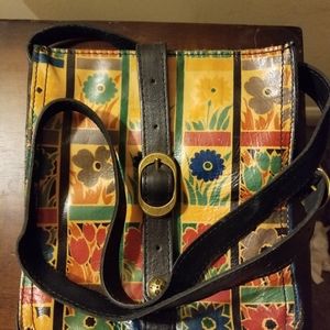 Patricia Nash Italian Leather Purse/ Crossbody Bag Floral Square